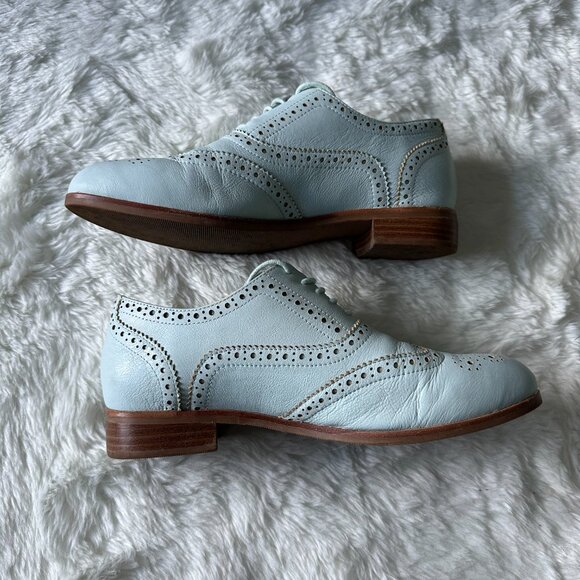 Blue women's leather brogues - Picture 5 of 6